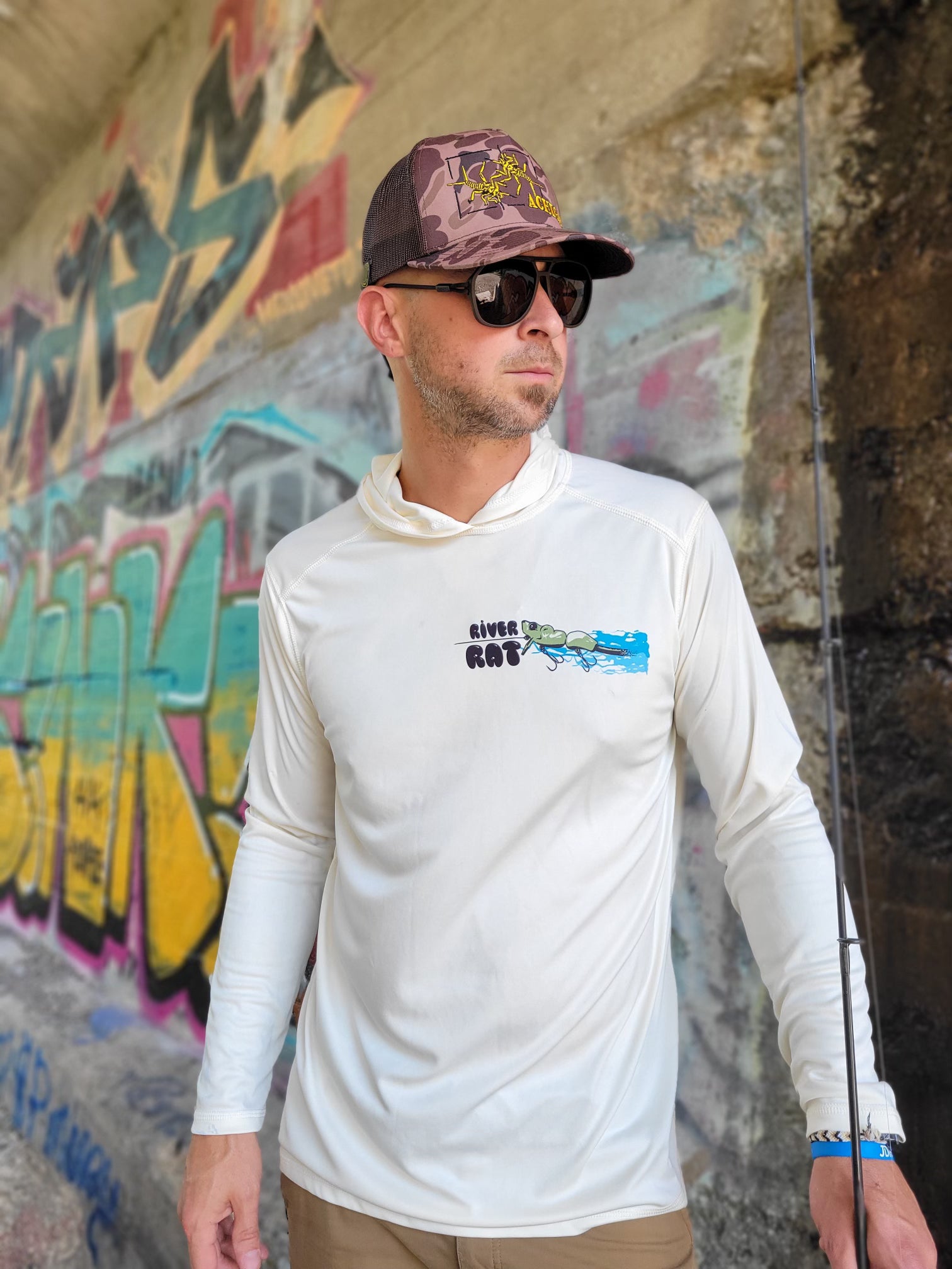 River Rat Sun Hoodie - Achigan x Chocolate Swimbaits